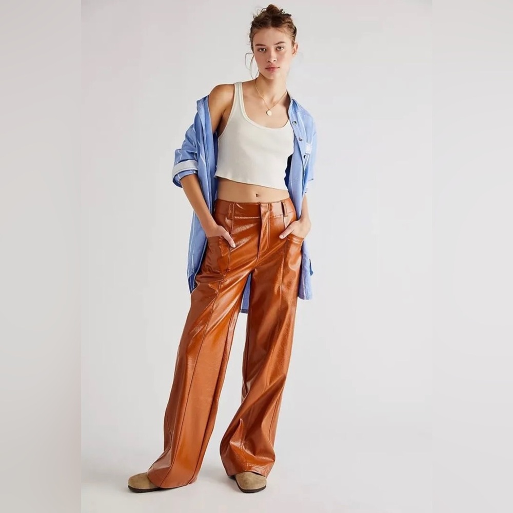 Free People Star-Crossed Lovers Vegan Straight-Leg Pants Size 14.B20